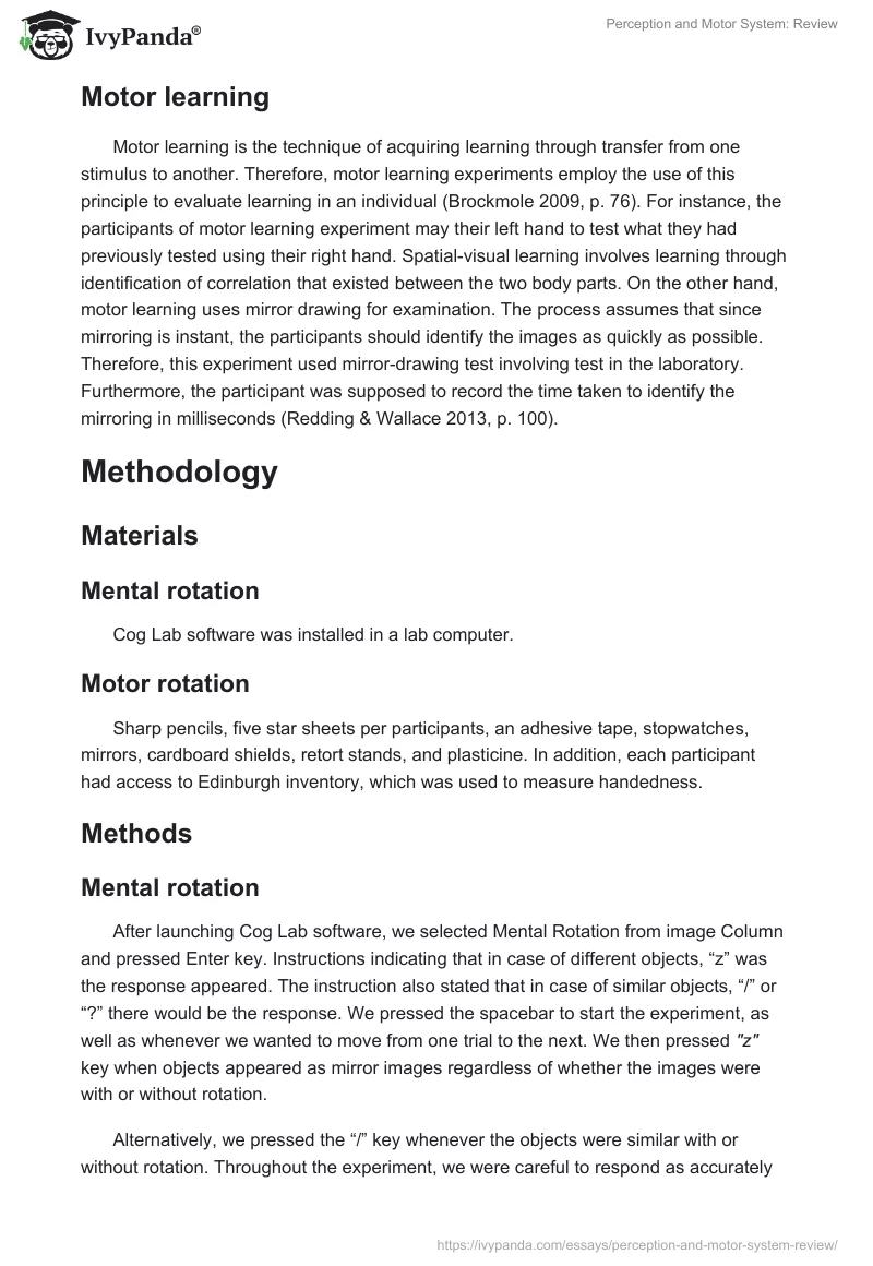 Perception and Motor System: Review. Page 3