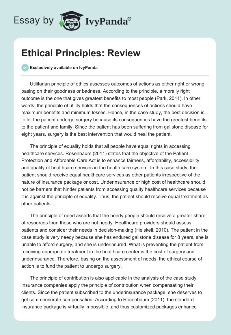 Ethical Principles: Review. Page 1