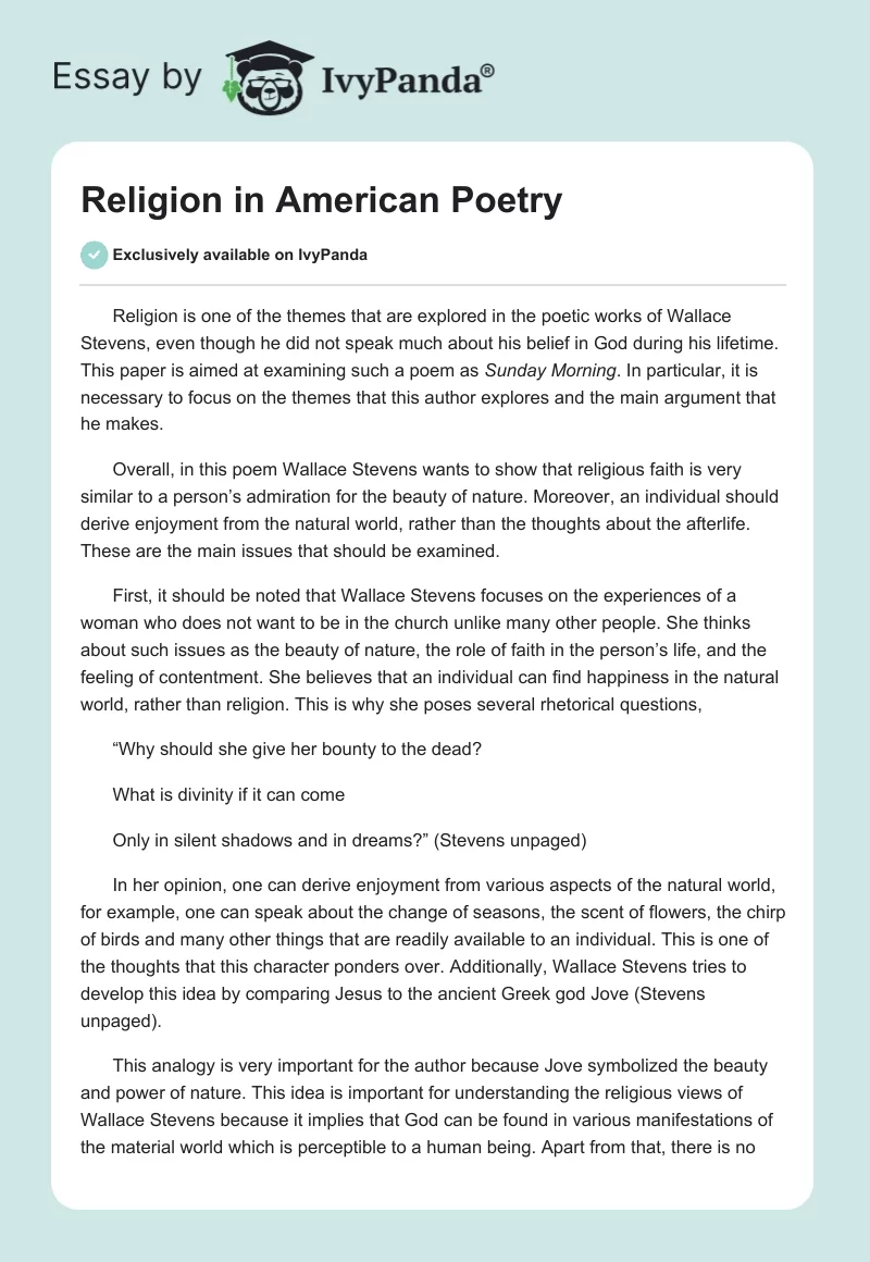 Religion in American Poetry. Page 1