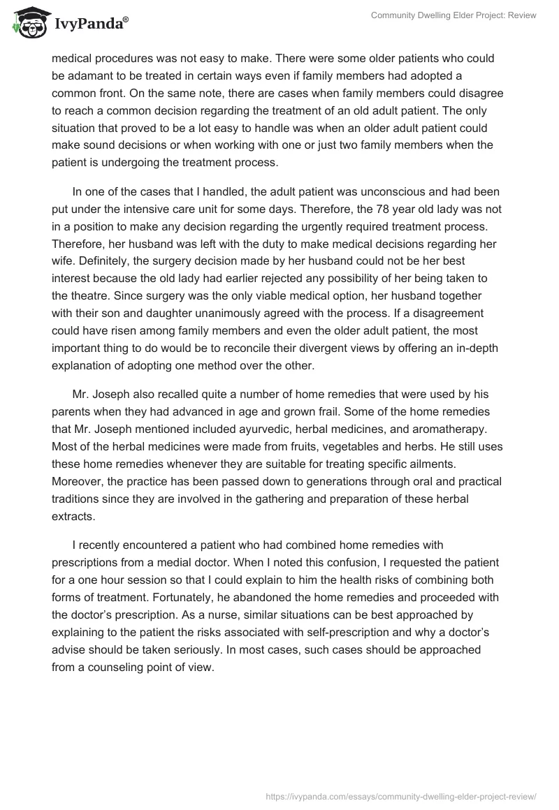 Community Dwelling Elder Project: Review. Page 3