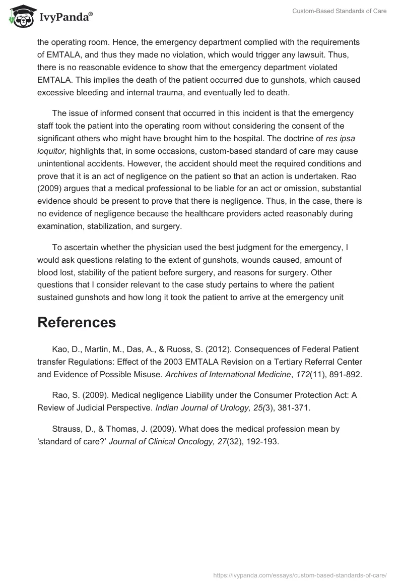 Custom-Based Standards of Care. Page 2