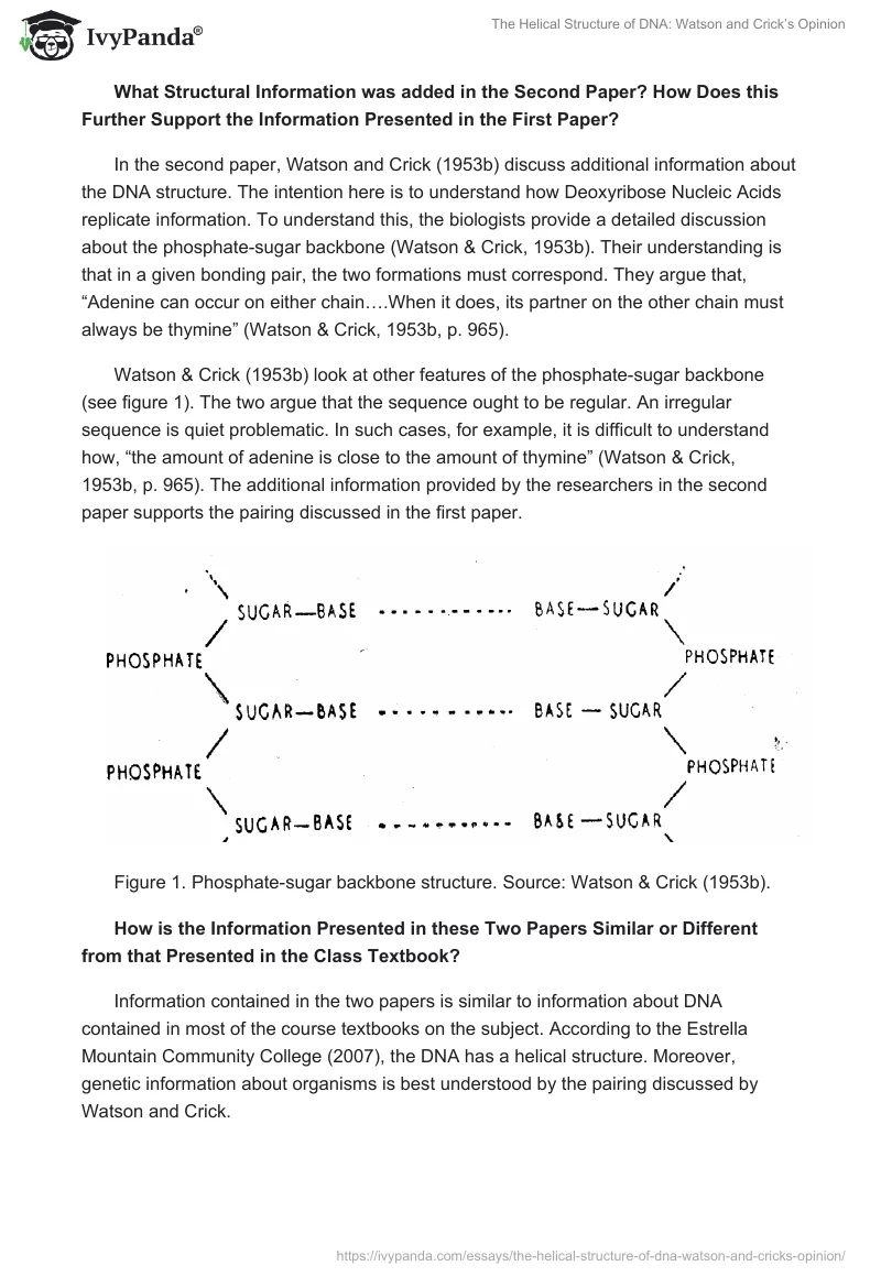The Helical Structure of DNA: Watson and Crick’s Opinion. Page 3