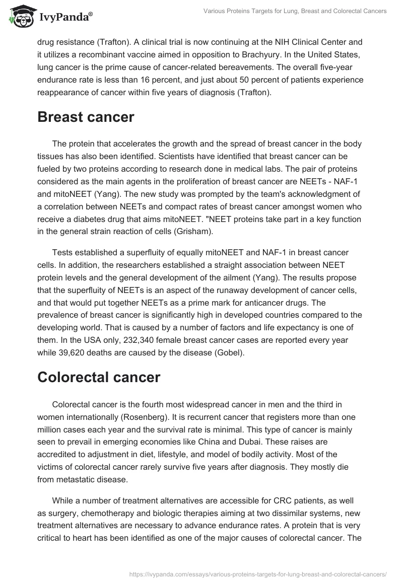 Various Proteins Targets for Lung, Breast and Colorectal Cancers. Page 2