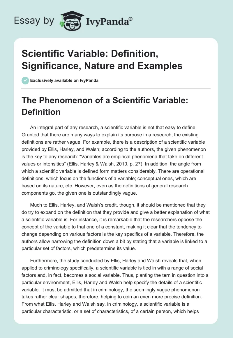 Scientific Variable: Definition, Significance, Nature and Examples. Page 1