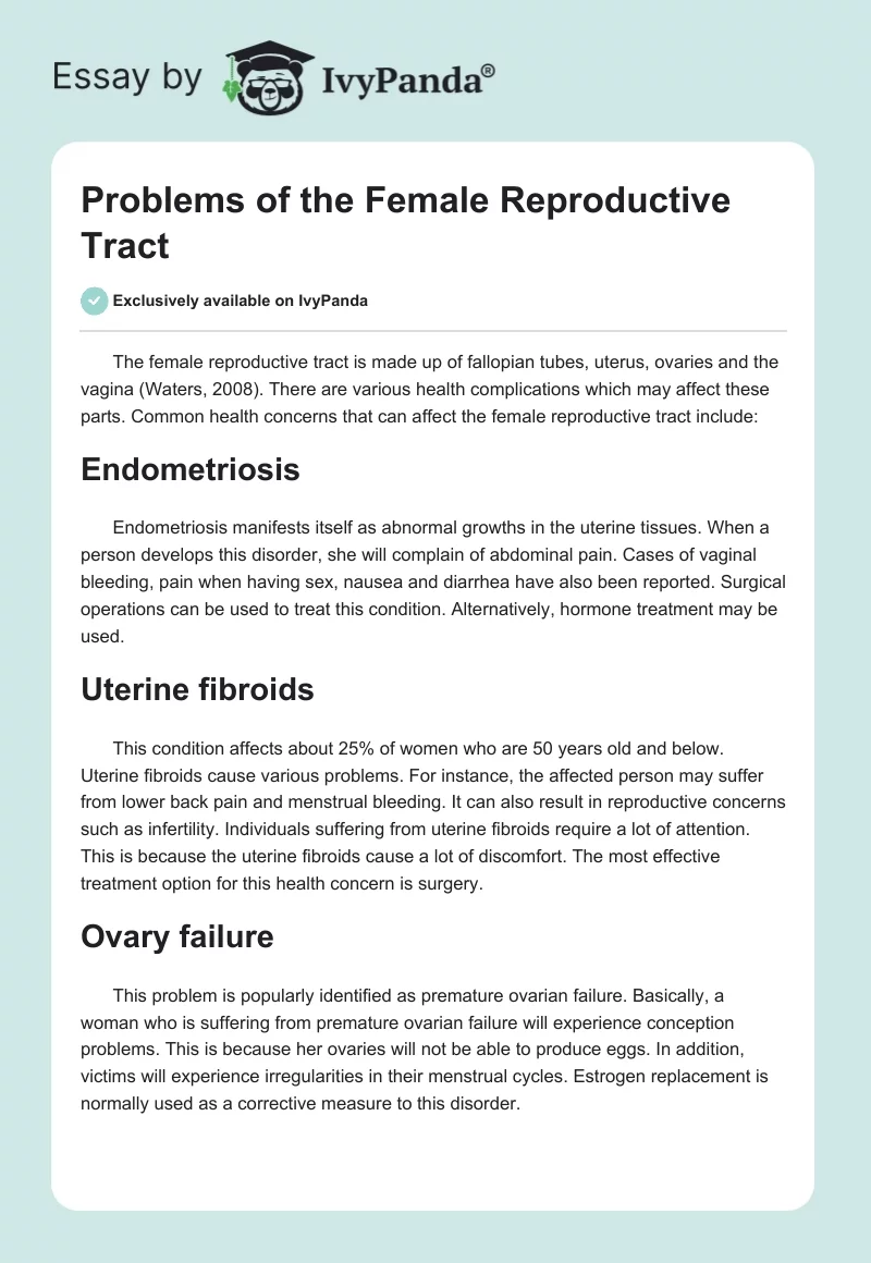 Problems of the Female Reproductive Tract. Page 1