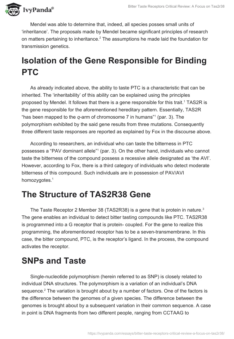 Bitter Taste Receptors Critical Review: A Focus on Tas2r38. Page 2