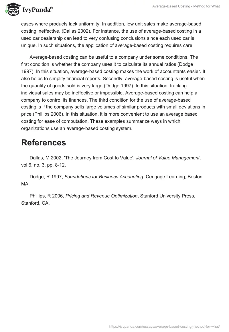 Average-Based Costing - Method for What. Page 2