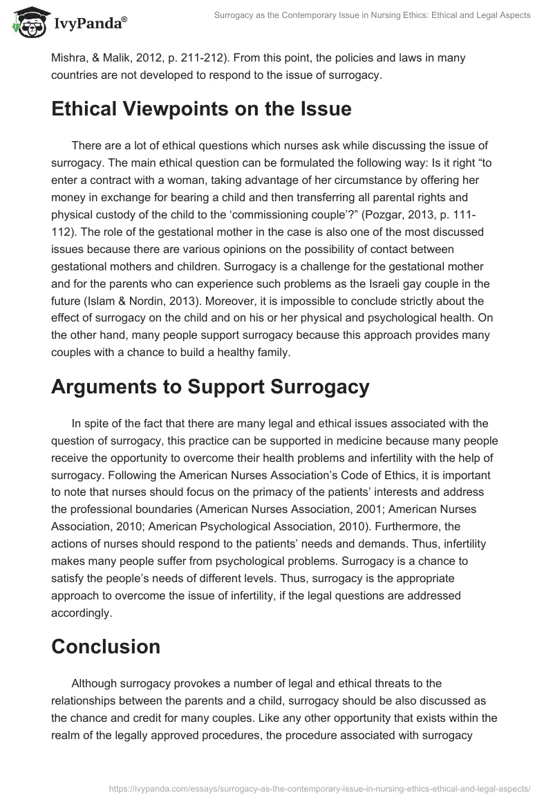 Surrogacy as the Contemporary Issue in Nursing Ethics: Ethical and Legal Aspects. Page 2