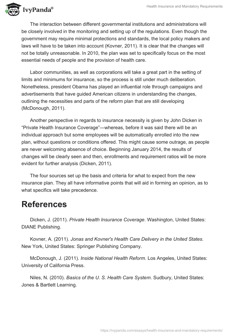 Health Insurance and Mandatory Requirements. Page 2