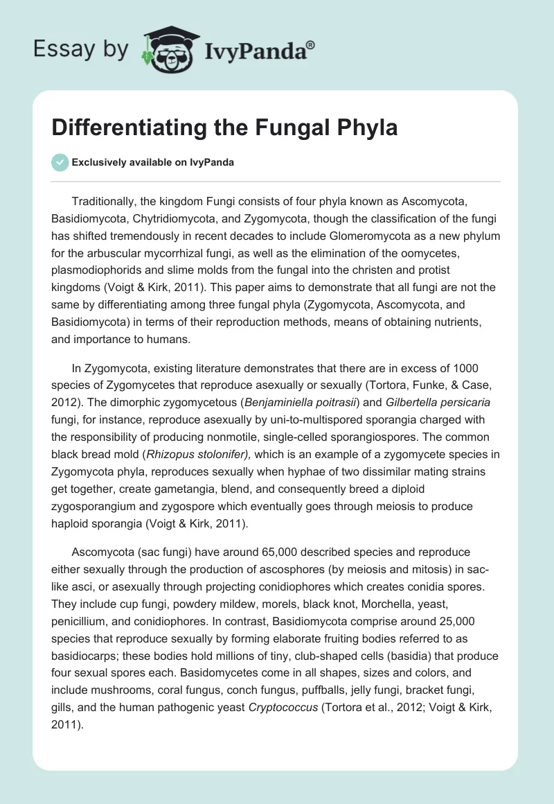 Differentiating the Fungal Phyla. Page 1