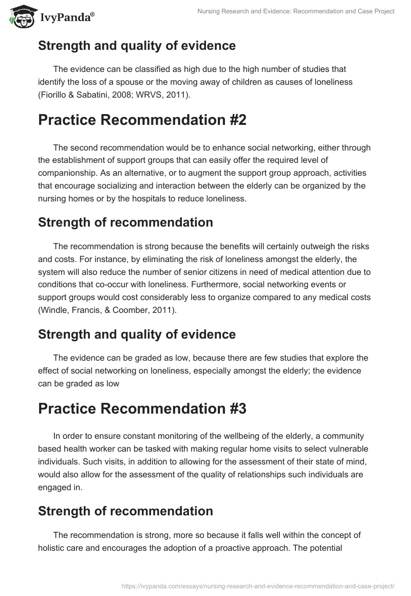 Nursing Research and Evidence: Recommendation and Case Project. Page 2
