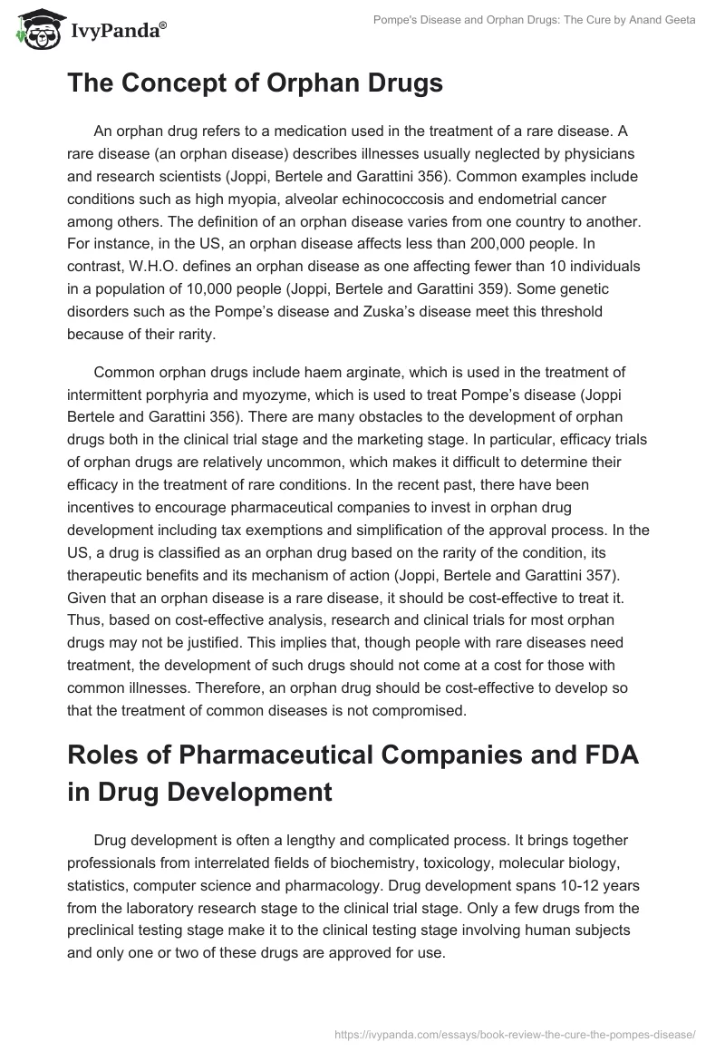 Pompe's Disease and Orphan Drugs: "The Cure" by Anand Geeta. Page 3