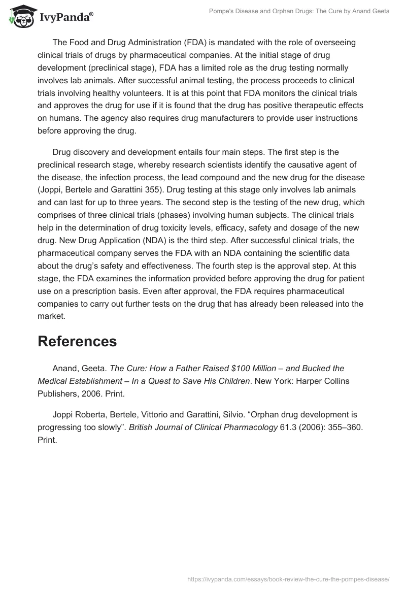 Pompe's Disease and Orphan Drugs: "The Cure" by Anand Geeta. Page 4