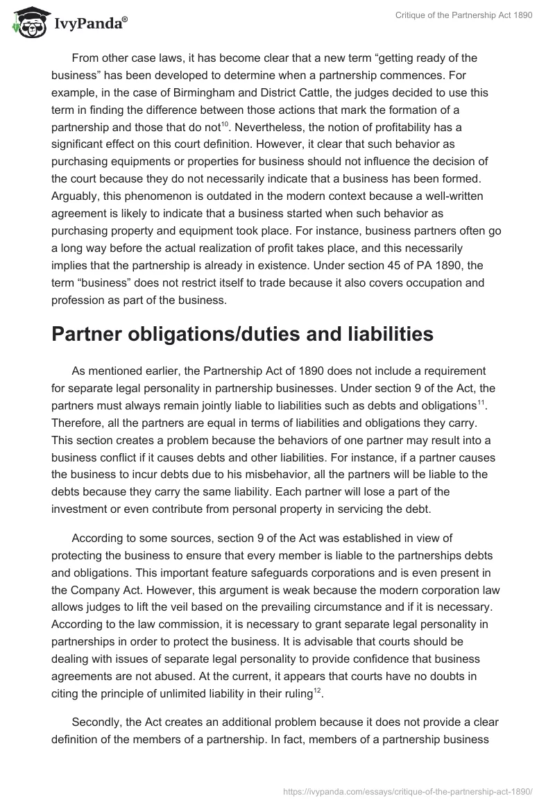 Critique of the Partnership Act 1890. Page 3