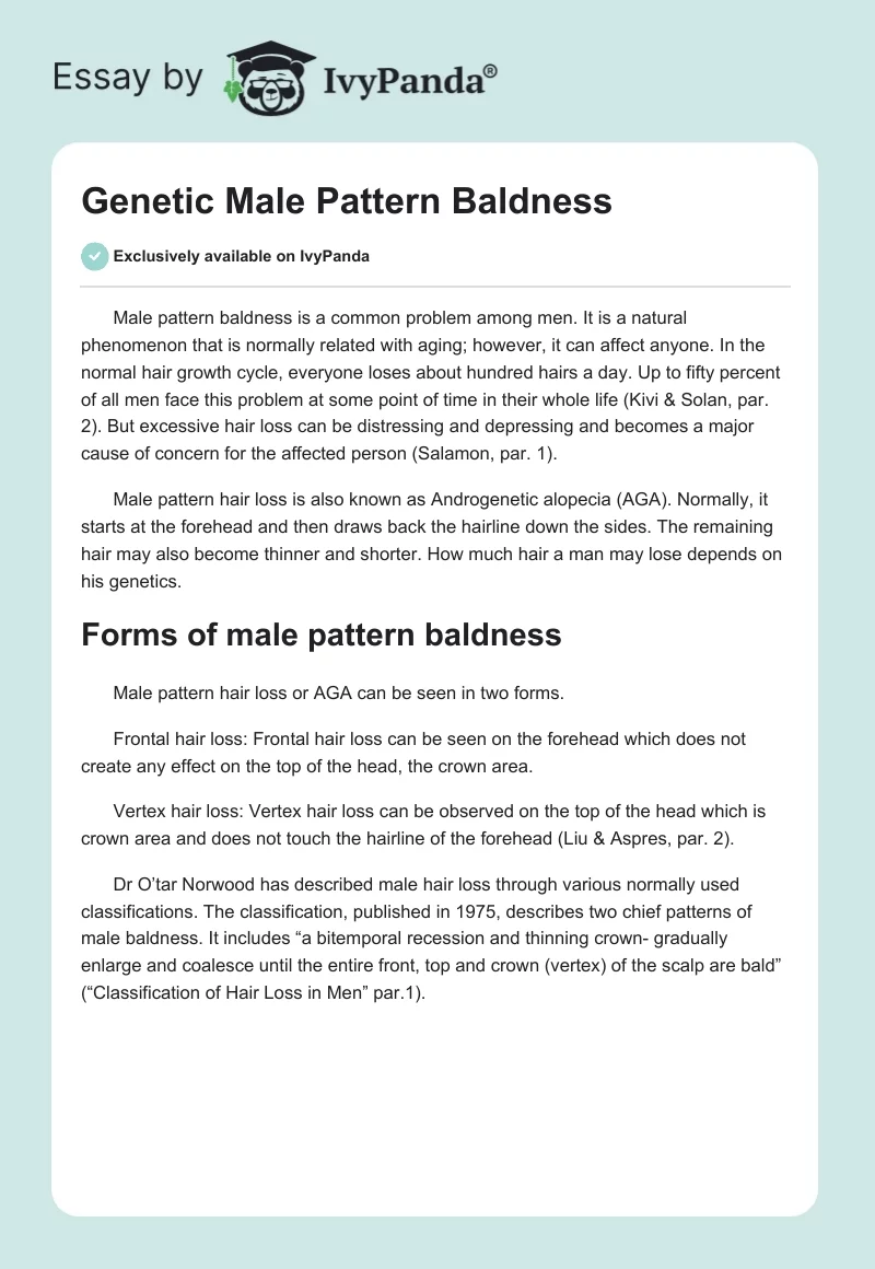 Genetic Male Pattern Baldness. Page 1
