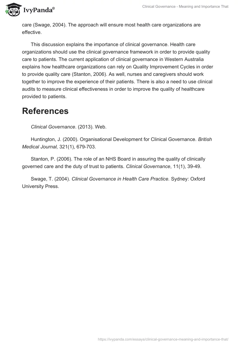 Clinical Governance - Meaning and Importance That. Page 3