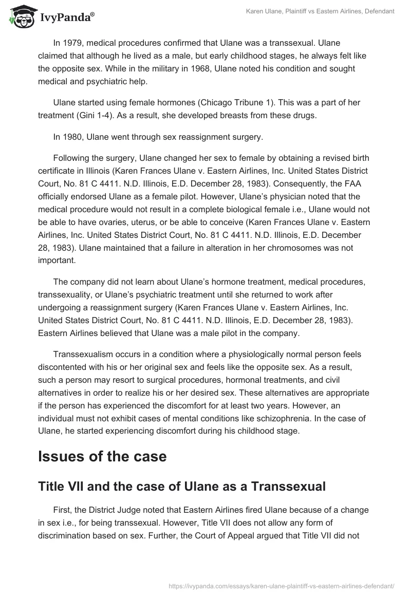 Karen Ulane, Plaintiff vs. Eastern Airlines, Defendant. Page 2