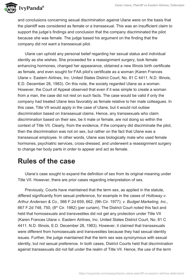 Karen Ulane, Plaintiff vs. Eastern Airlines, Defendant. Page 4