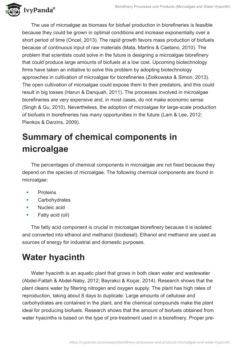 Biorefinery Processes and Products (Microalgae and Water Hyacinth). Page 3