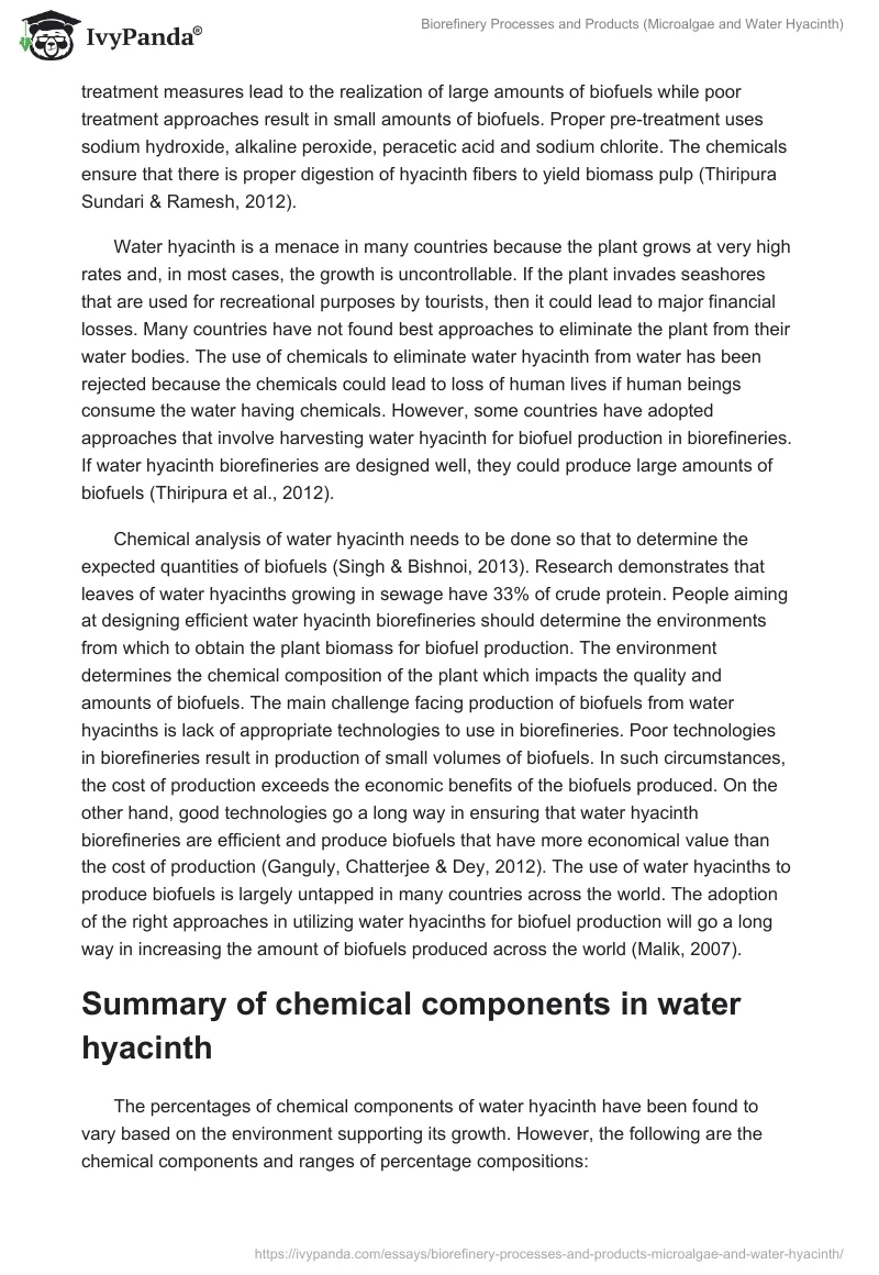 Biorefinery Processes and Products (Microalgae and Water Hyacinth). Page 4