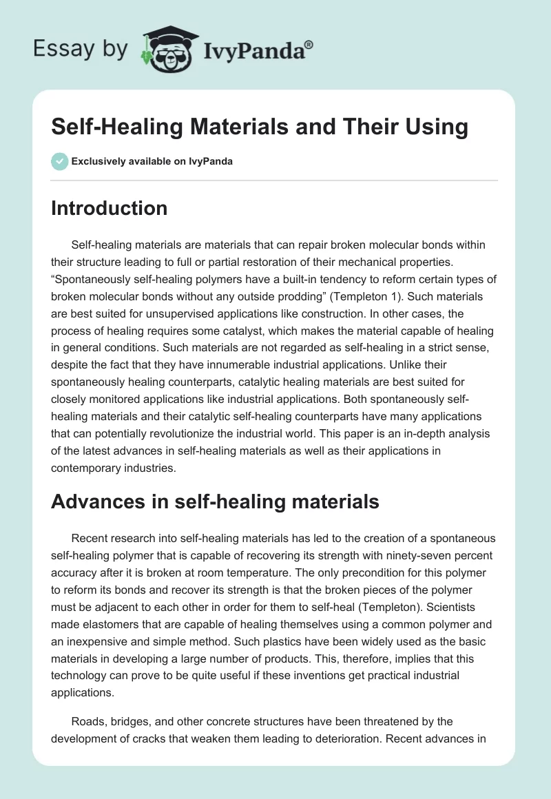 Self-Healing Materials and Their Using. Page 1