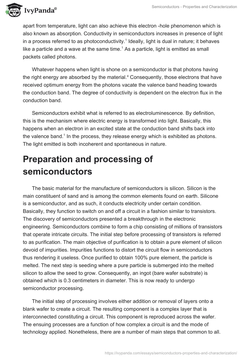 Semiconductors - Properties and Characterization. Page 4