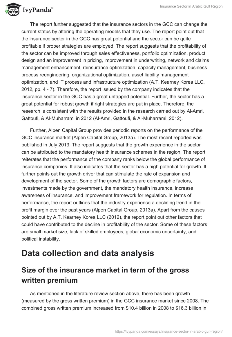 Insurance Sector in Arabic Gulf Region. Page 4