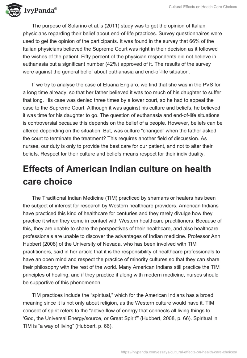 Cultural Effects on Health Care Choices. Page 4