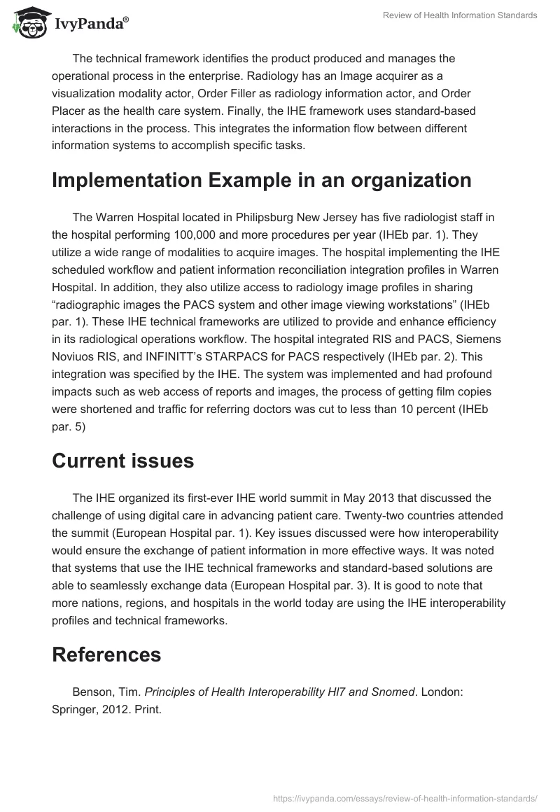 Review of Health Information Standards. Page 2