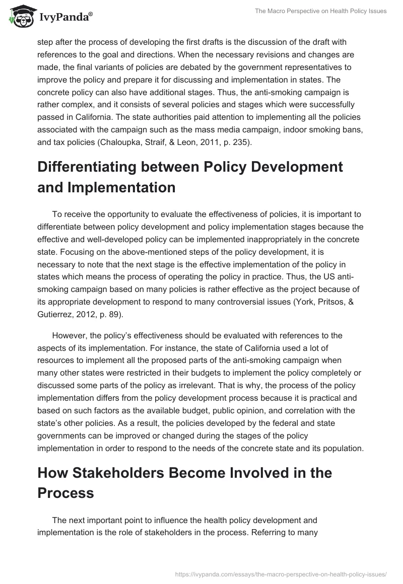 The Macro Perspective on Health Policy Issues. Page 3