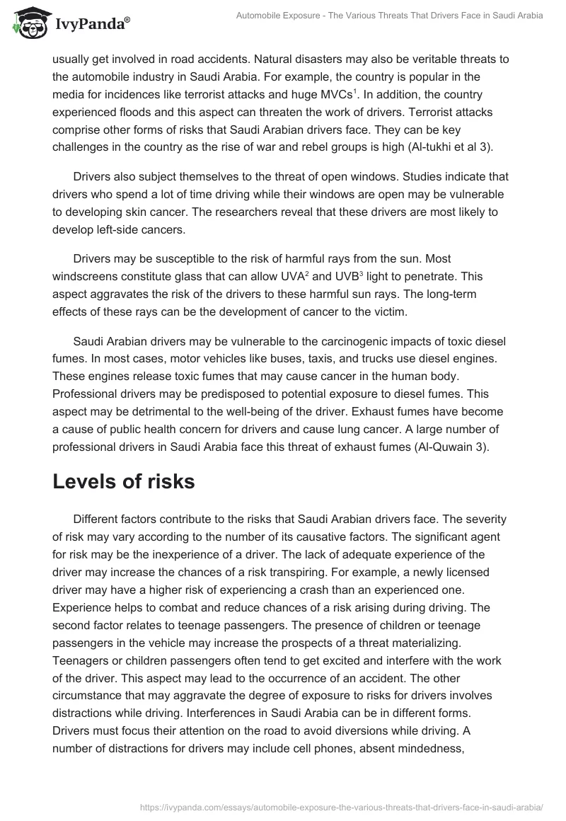 Automobile Exposure - The Various Threats That Drivers Face in Saudi Arabia. Page 2