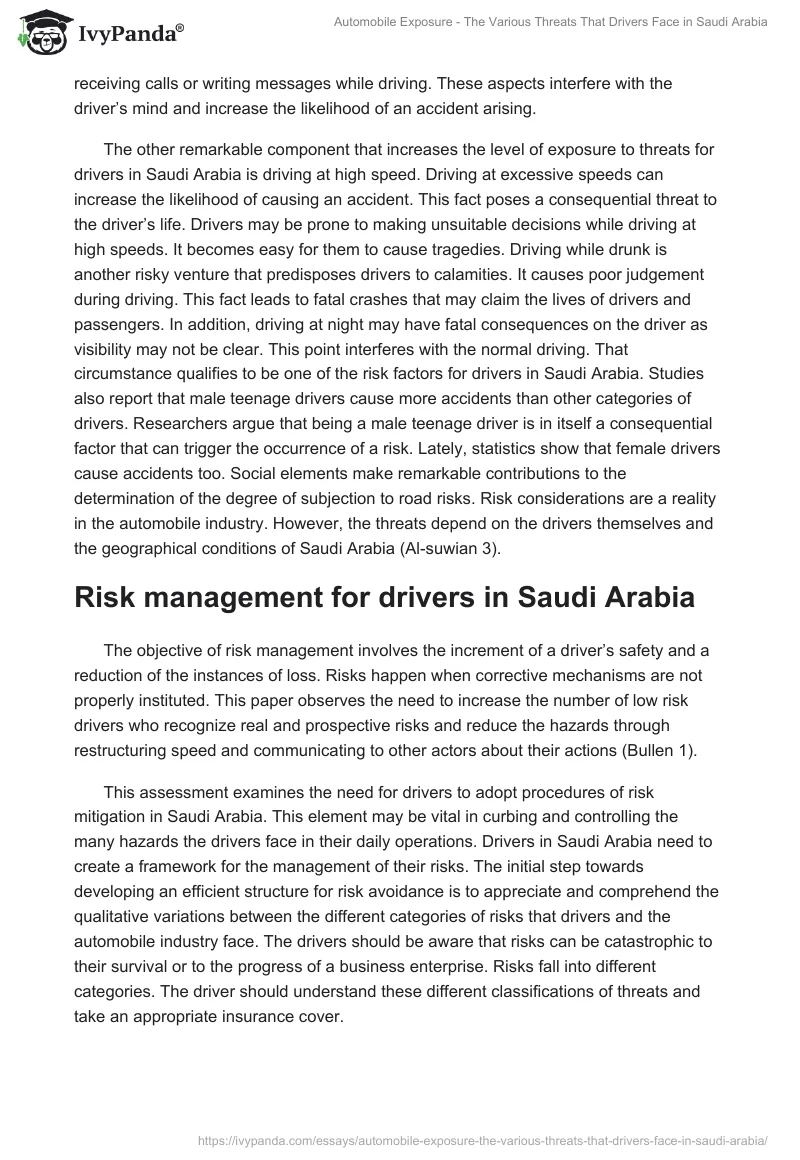 Automobile Exposure - The Various Threats That Drivers Face in Saudi Arabia. Page 3