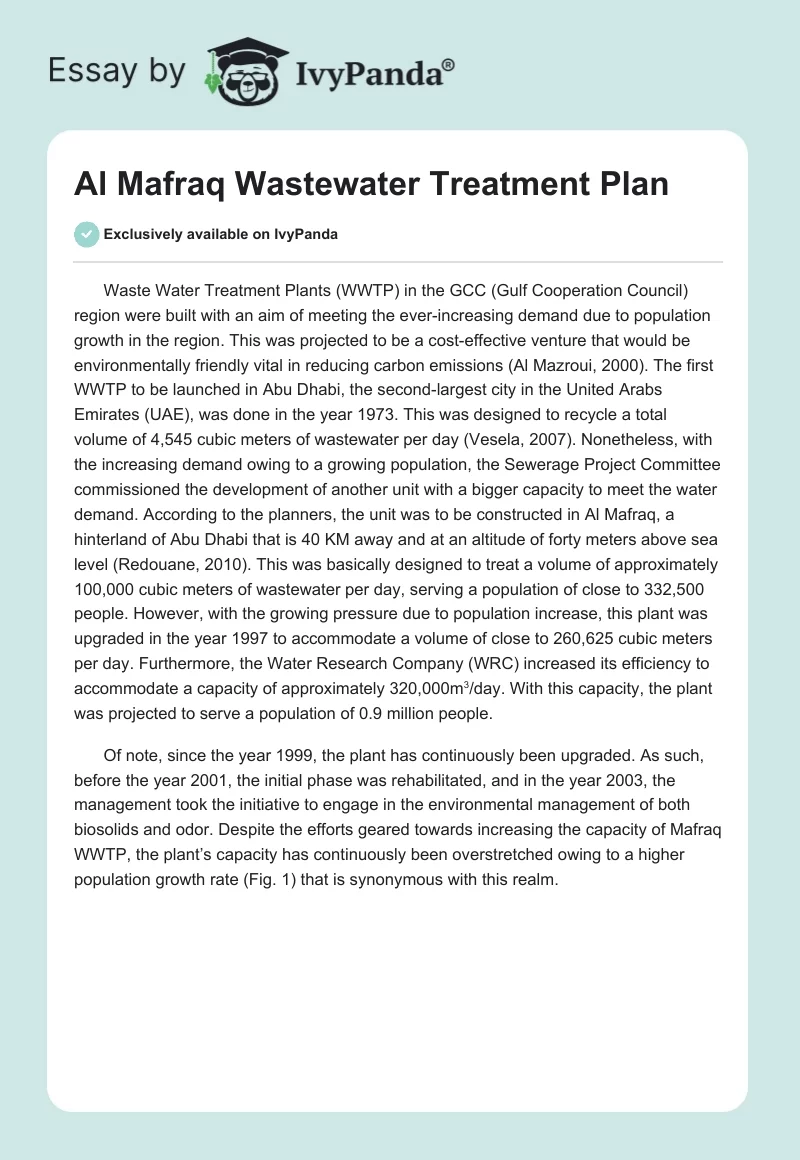 Al Mafraq Wastewater Treatment Plan. Page 1