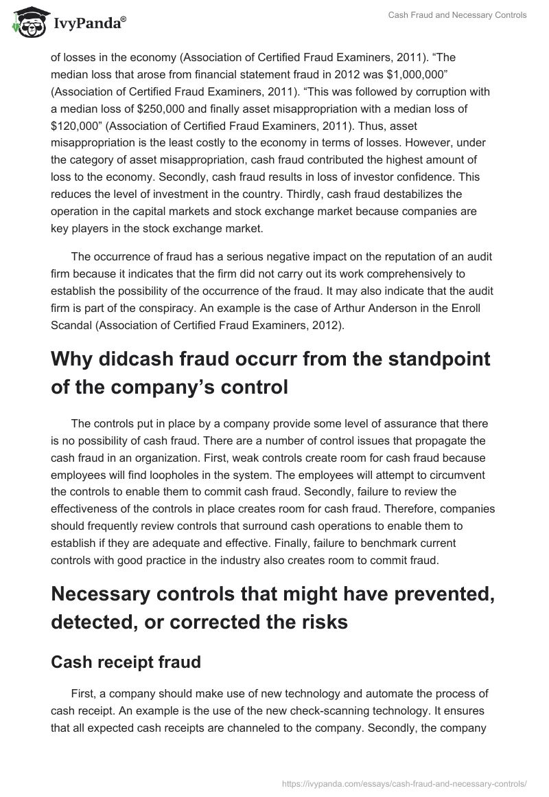 Cash Fraud and Necessary Controls. Page 2