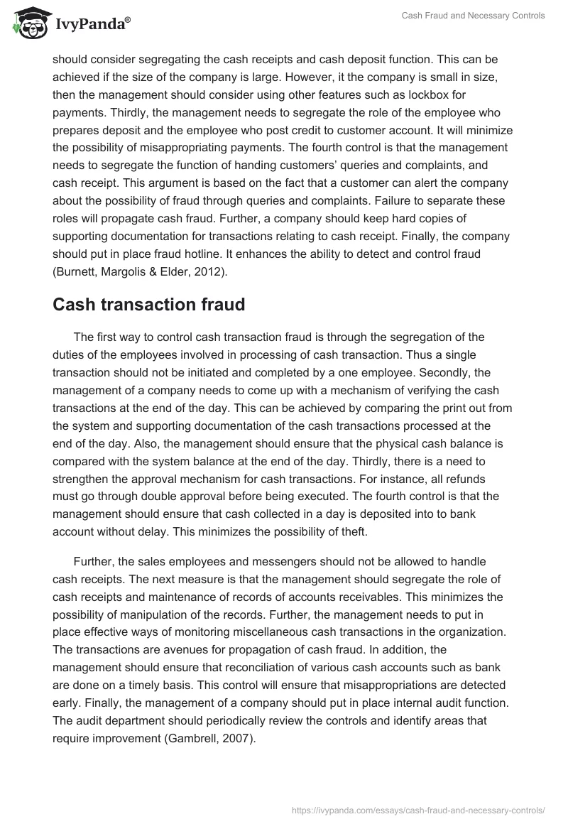 Cash Fraud and Necessary Controls. Page 3