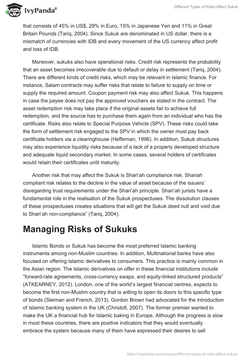 Different Types of Risks Affect Sukuk. Page 2