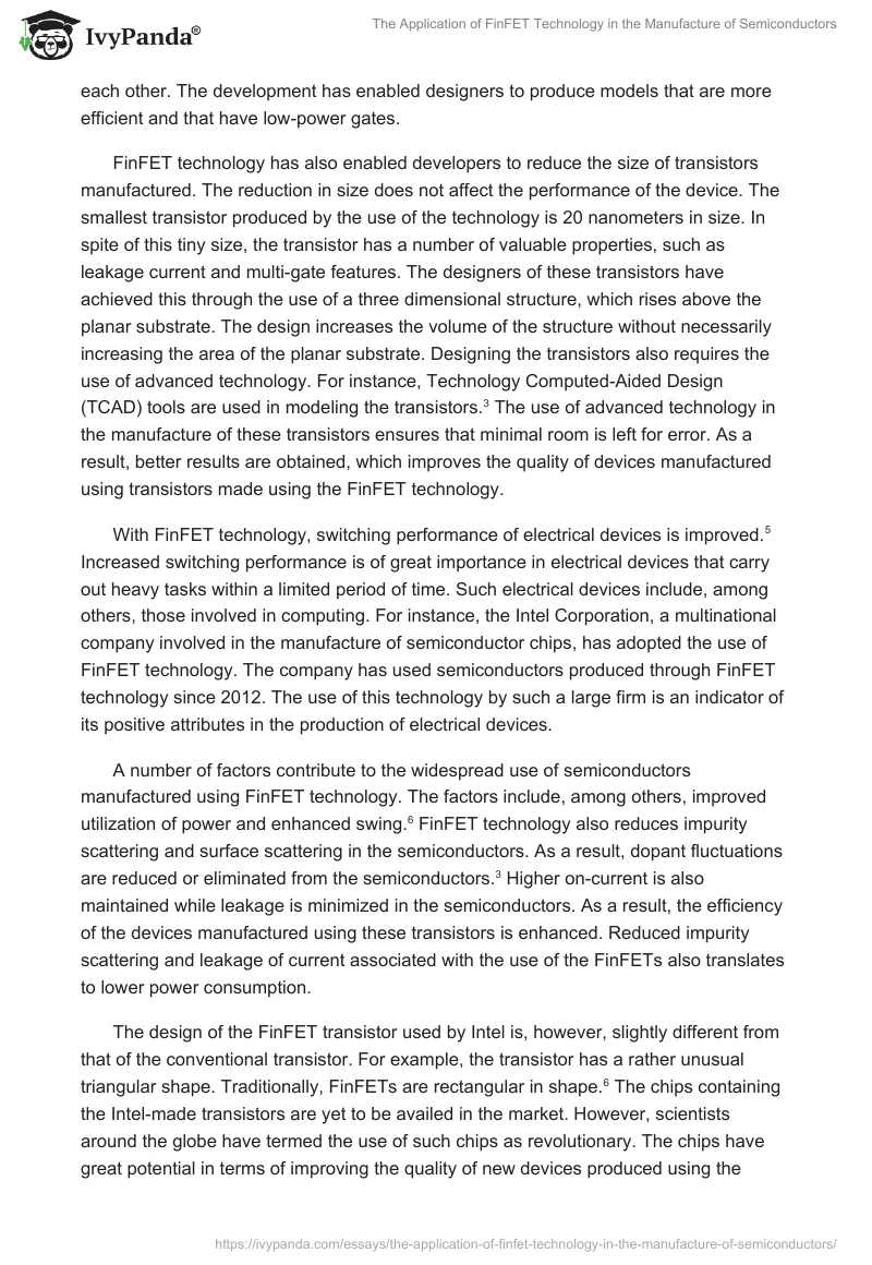 The Application of FinFET Technology in the Manufacture of Semiconductors. Page 3