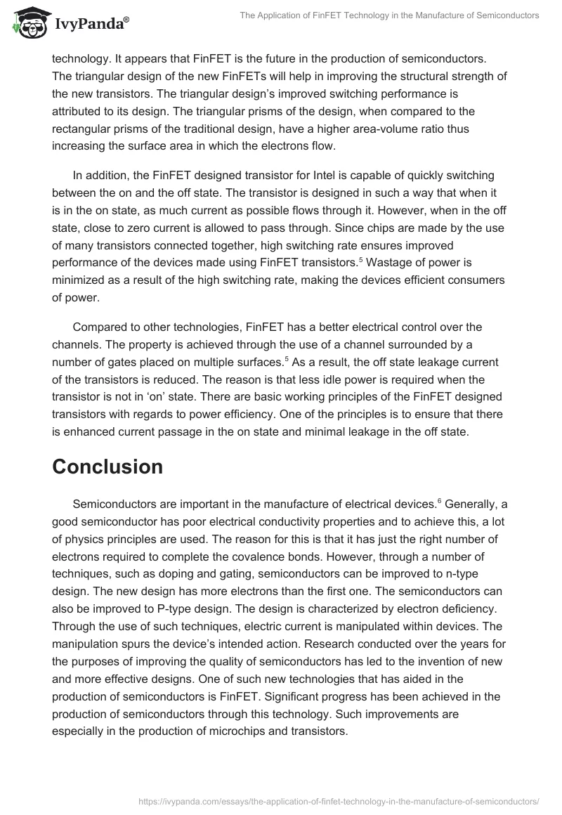 The Application of FinFET Technology in the Manufacture of Semiconductors. Page 4