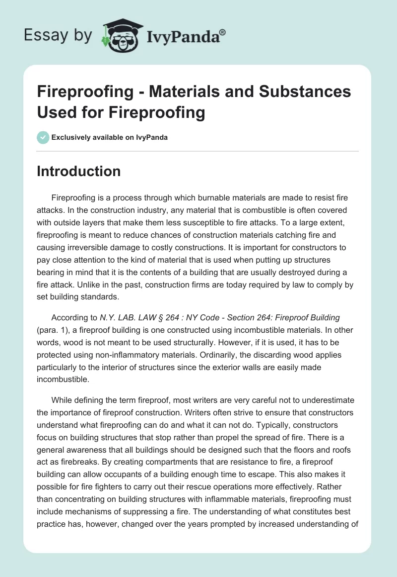 Fireproofing - Materials and Substances Used for Fireproofing. Page 1