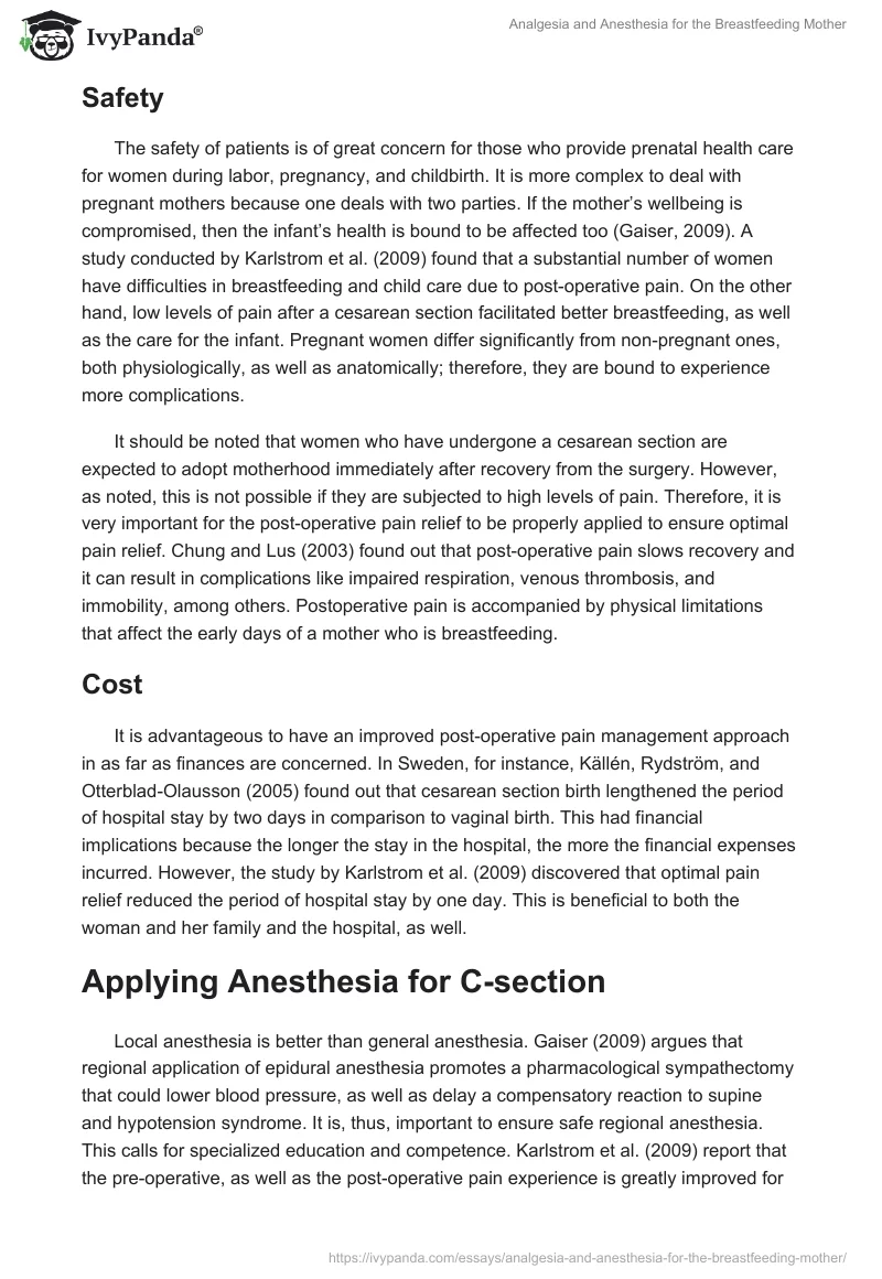 Analgesia and Anesthesia for the Breastfeeding Mother. Page 3