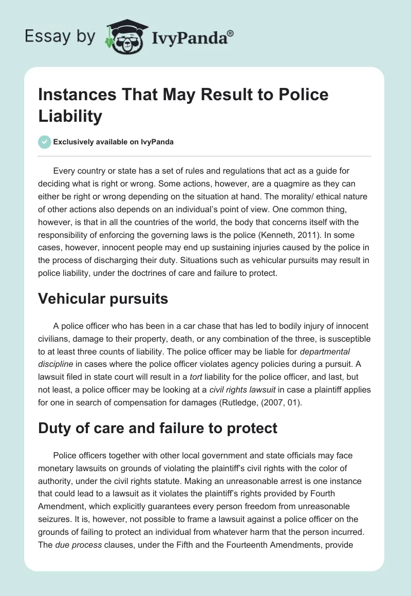 Instances That May Result to Police Liability. Page 1