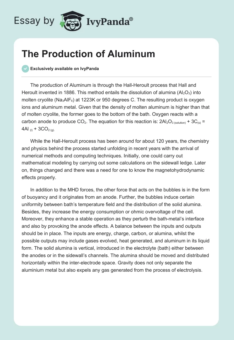 The Production of Aluminum. Page 1