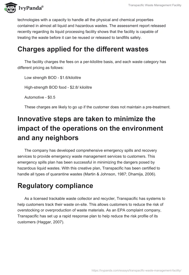 Transpacific Waste Management Facility. Page 3