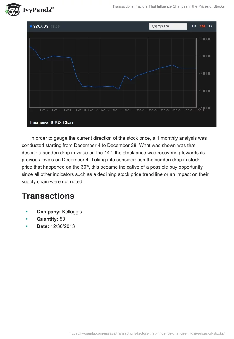 Transactions. Factors That Influence Changes in the Prices of Stocks. Page 4