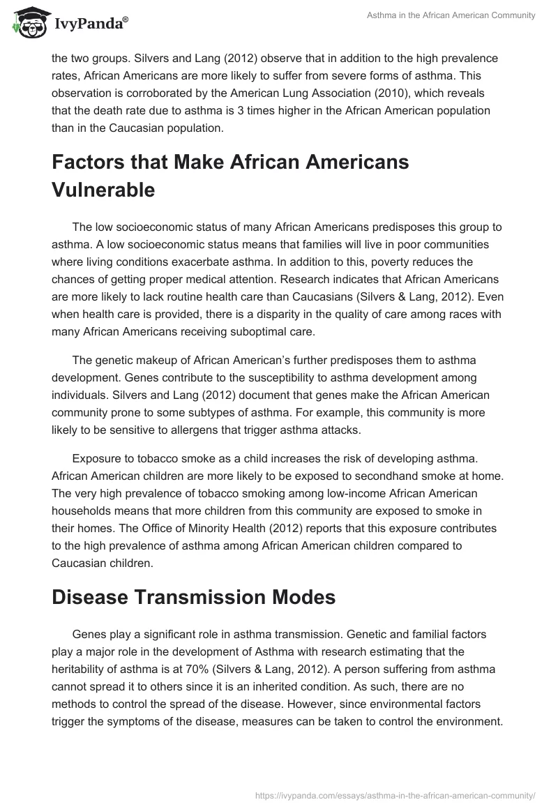Asthma in the African American Community. Page 2