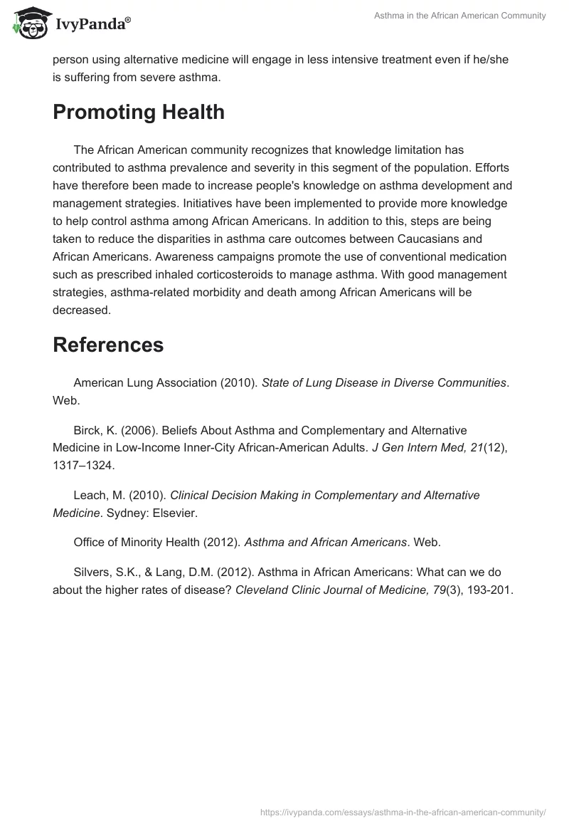 Asthma in the African American Community. Page 4
