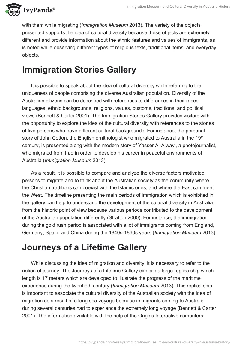 Immigration Museum and Cultural Diversity in Australia History. Page 2