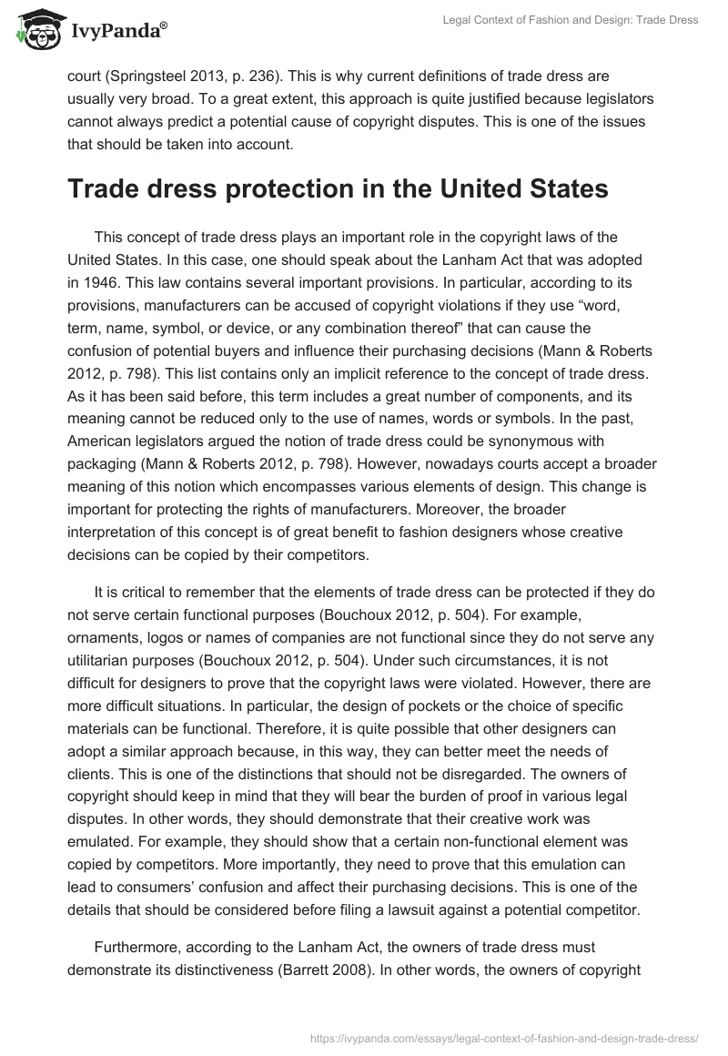 Legal Context of Fashion and Design: Trade Dress. Page 2