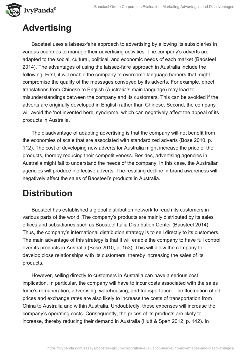 Baosteel Group Corporation Evaluation: Marketing Advantages and Disadvantages. Page 3