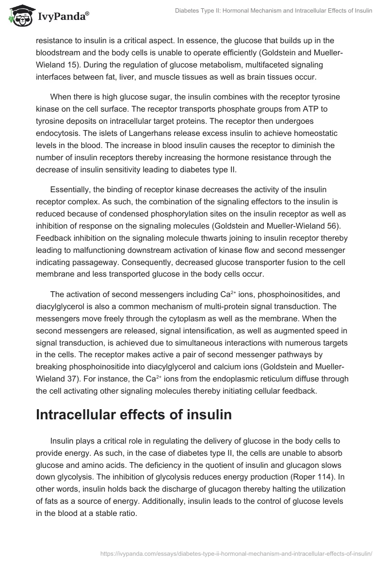 Diabetes Type II: Hormonal Mechanism and Intracellular Effects of Insulin. Page 2